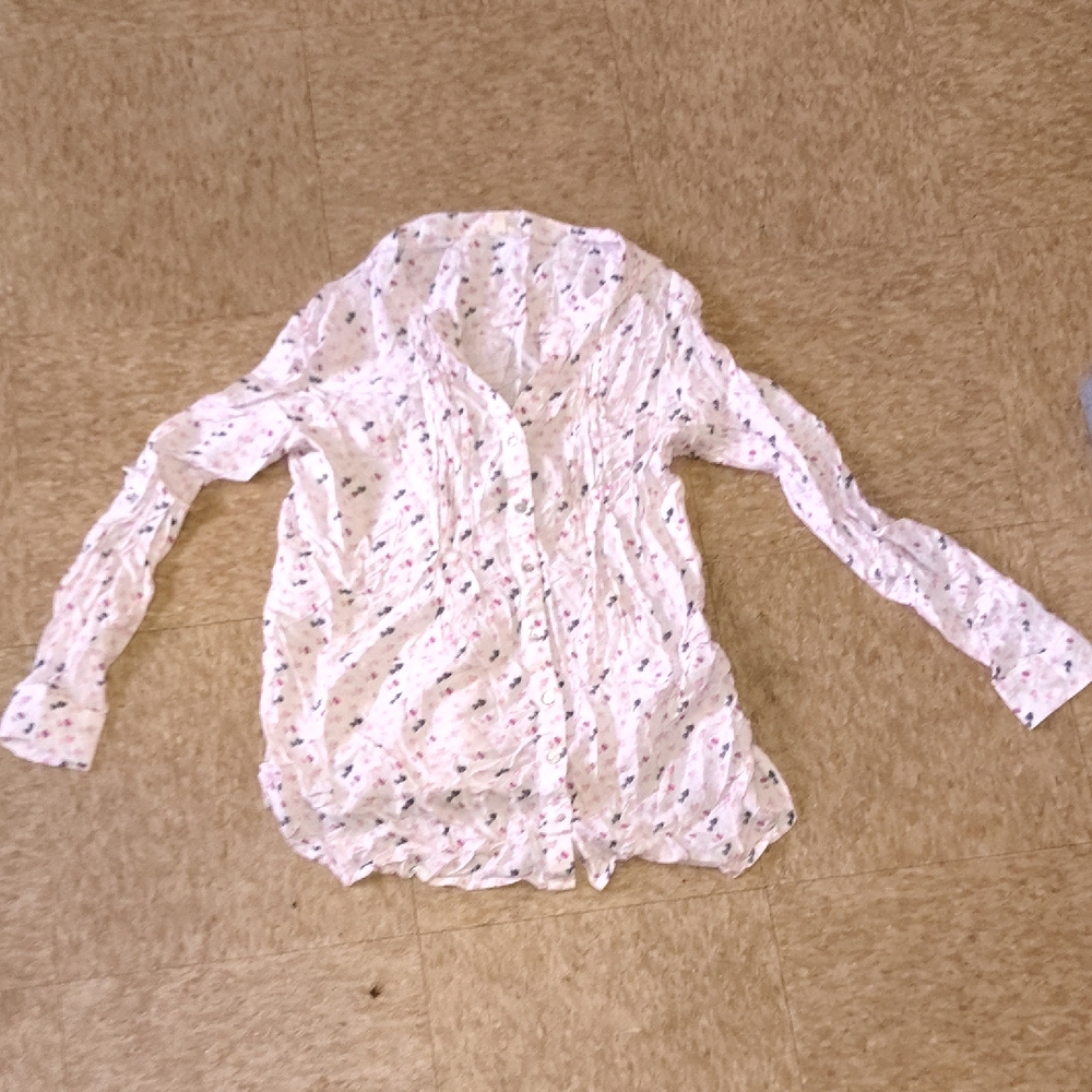 Source Unknown Pink Floral Button Down Shirt